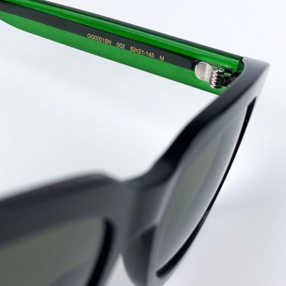 NEW GUCCI GG0001SN 002 Black Green Grey Square Unisex Sunglasses - Picture 9 of 14
